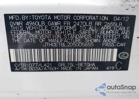 2013 Lexus Gs 350 350 from USA, damaged, VIN JTHCE1BL2D5005655